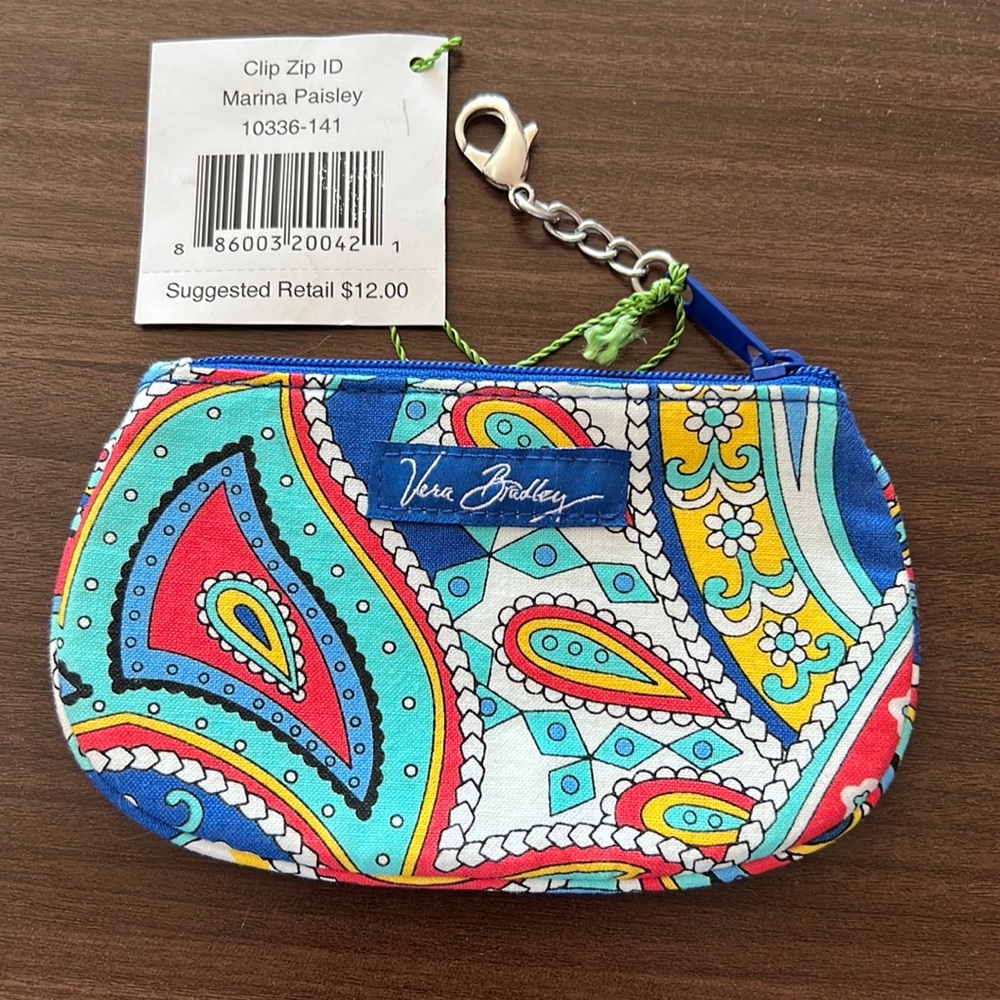 Vera Bradley Marina Paisley clip zip ID